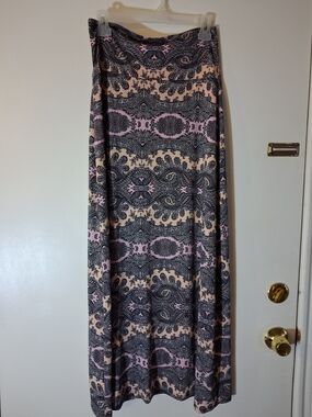 Women's Maxi Skirt with Pink and Cream Paisley Print